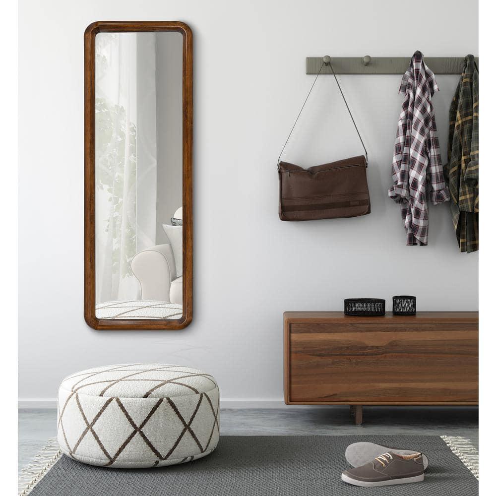 16" x 48" Pao Full Length Wall Mirror Walnut Brown - Kate & Laurel All Things Decor