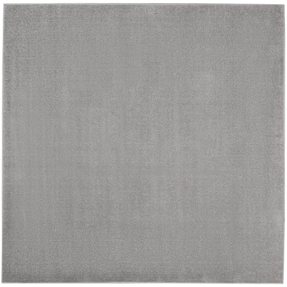 Nourison Essentials Easy Care Indoor Outdoor Area Rug - Silver Grey 5' x Square