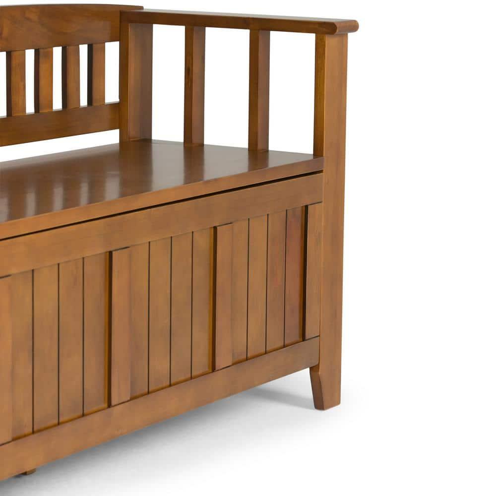 Simpli Home Acadian Solid Wood Entryway Storage Bench with Lift-Top Lid and Dual Compartments