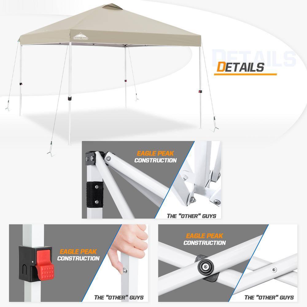 EAGLE PEAK Pop Up Canopies 10 Ft. W x 10 FT. D Metal Party Tent Canopy