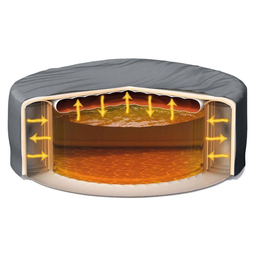 Intex 28439EP PureSpa Plus Greywood Inflatable Hot Tub Bubble Jet Spa with 4 Battery Powered Submersible Multi-Colored LED Lights