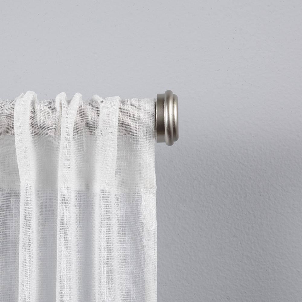 EXCLUSIVE HOME Topper 1" Curtain Rod and Coordinating Finial Set, Matte Silver, Adjustable 36"-72"