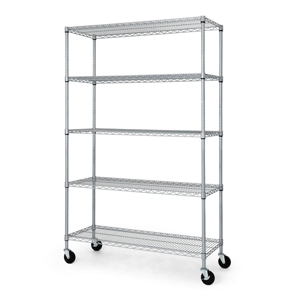 CAPHAUS CAPHAUS NSF Commercial Grade Heavy Duty 5-Tier Wire Shelving w/Wheels, Leveling Feet, 48 x 18 x 76-Inch, Multiple Options