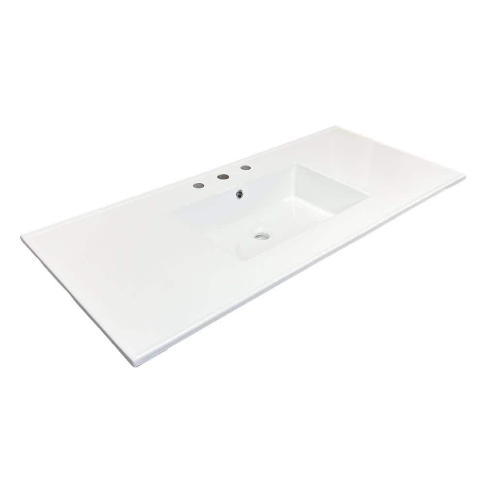 49 in. Drop-in Vitreous China Bathroom Sink Top in White with 3-Faucet Holes