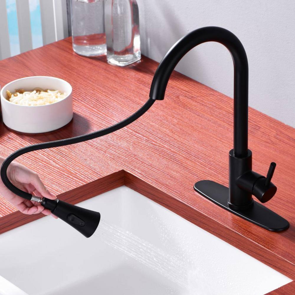 Matte Black Kitchen Faucets with Pull Down Sprayer, Kitchen Sink Faucet with Pull Out Sprayer - Effortlessly Achieve Efficient Kitchen Cleaning