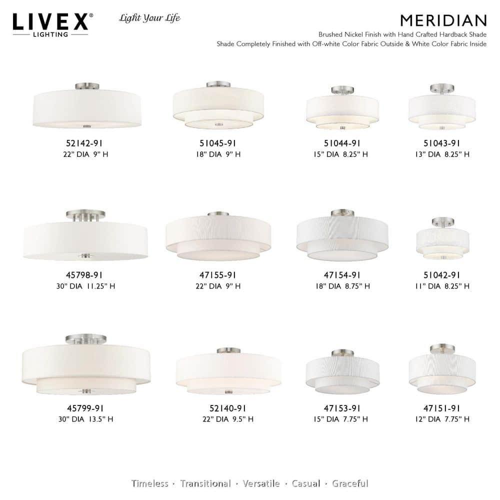 Livex Lighting Claremont 2 - Light Semi-Flush Mount in  Brushed Nickel