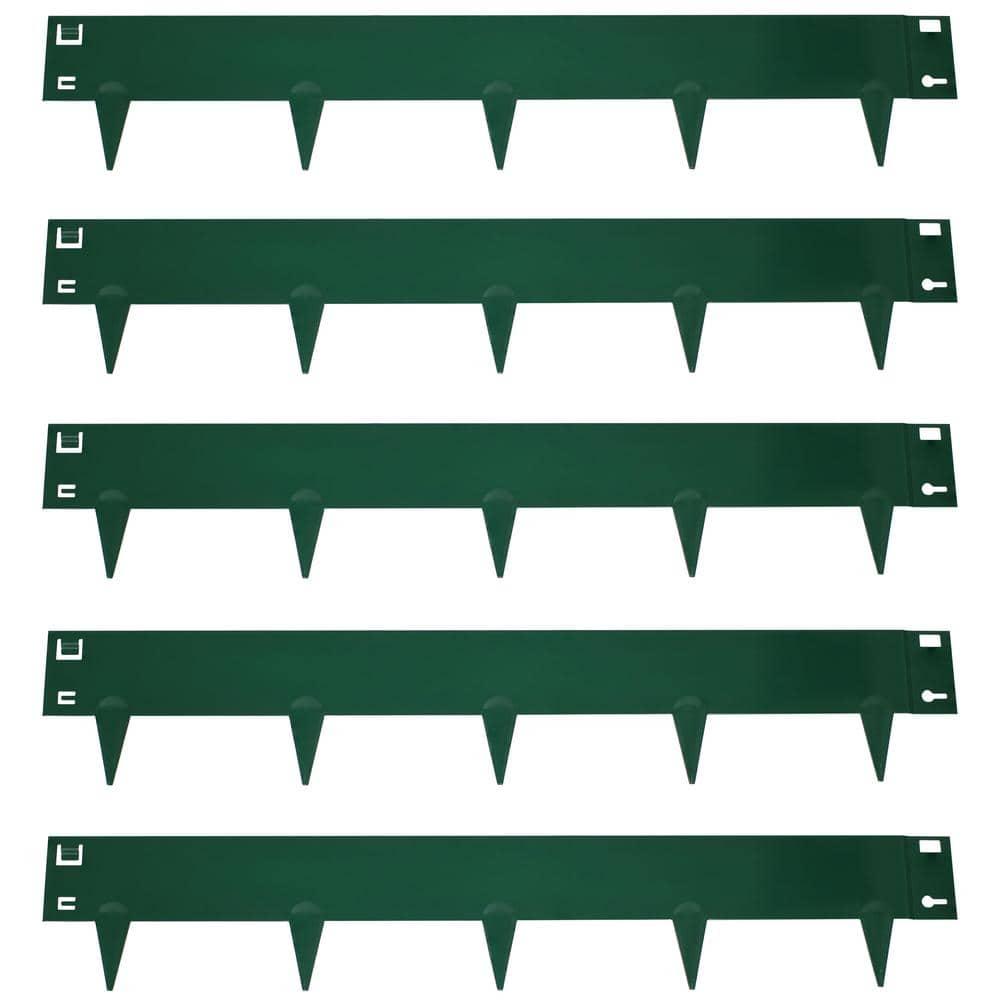Sunnydaze Outdoor Lawn and Garden Heavy-Duty Steel Metal Flexible Landscape Edging Borders - 16' - Green - 5pk