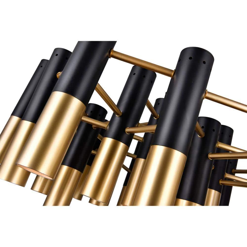 CWI Lighting Anem 19 Light Down Transitional Metal Chandelier in Black/Gold