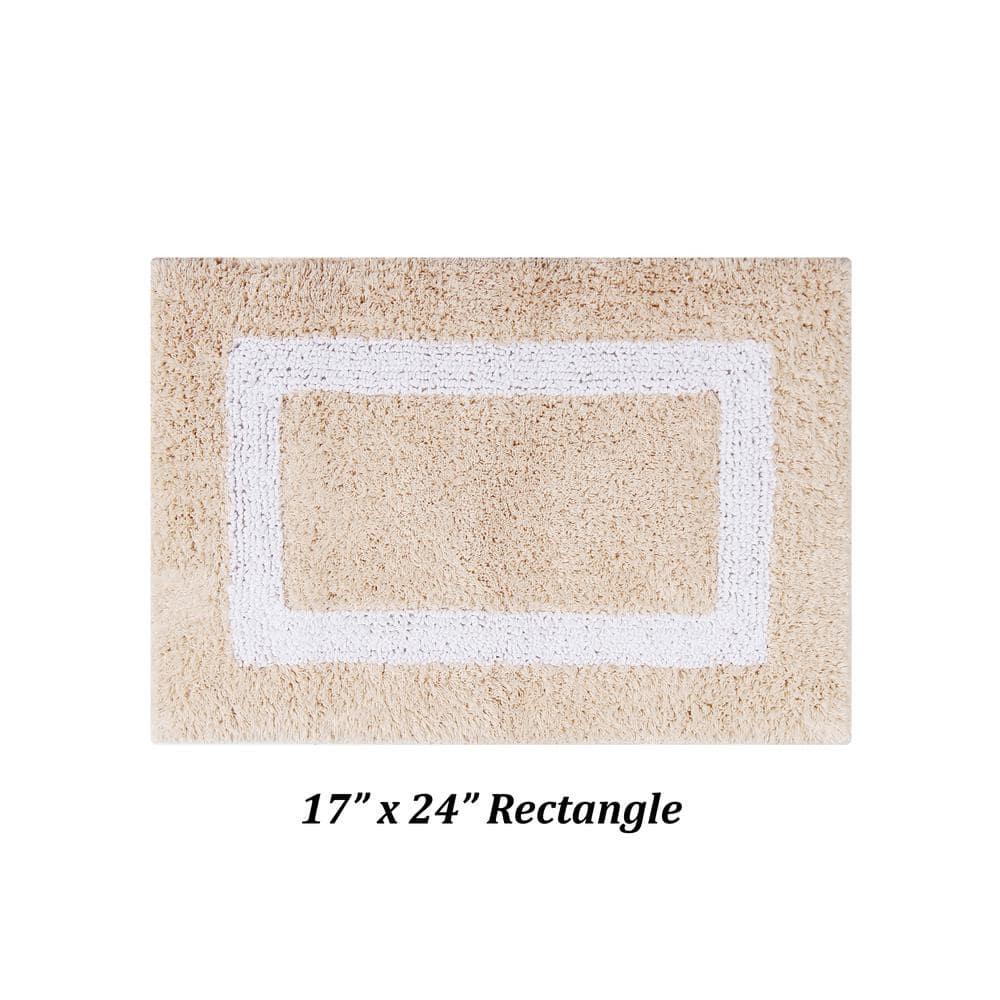 Better Trends Hotel Multi 100% Cotton Tufted Two Tone Reversible Bath Rug Set 2 PC (17" x 24" | 20" x 20") - Sand/White