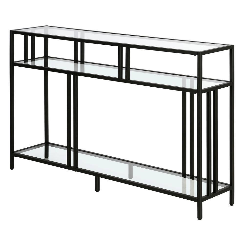 Henn&Hart 48" Blackened Bronze Metal/Glass Console Table
