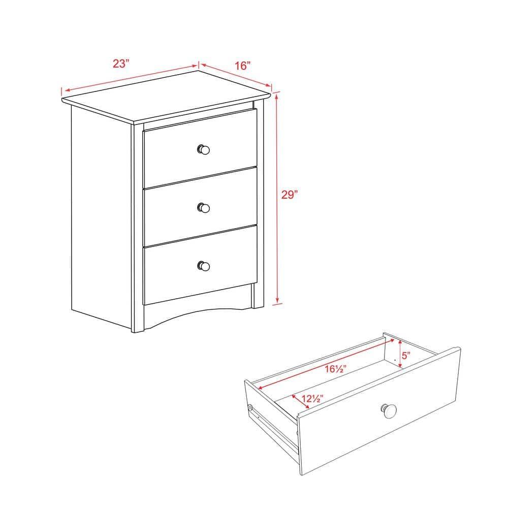 Prepac Fremont Nightstand - Espresso: Wood Composite, 3 Storage Drawers, Bedroom Furniture
