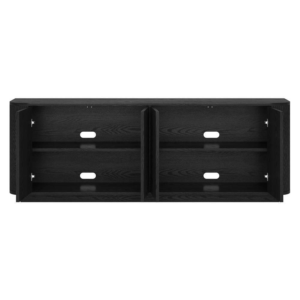 Evelyn&Zoe Canton Transitional TV Stand For TVs up to 75", Black Grain