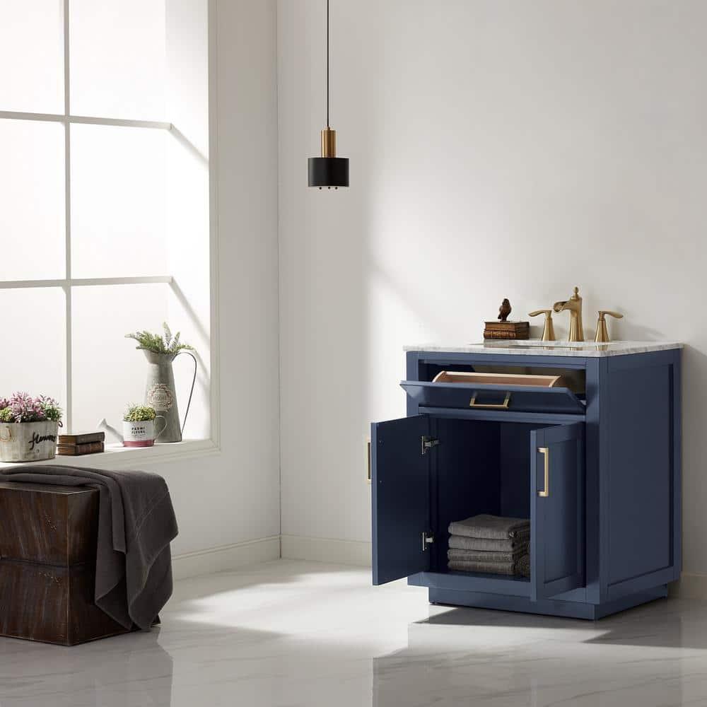 Ivy 30" Marble Countertop Single Vanity w/o Mirror Royal Blue