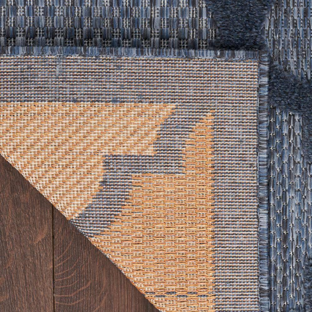 Nourison Easy Care Trellis Flatweave Indoor Outdoor Area Rug 5' x 7' Navy Blue