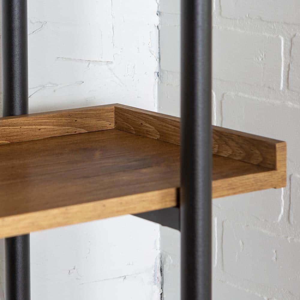 68" Urban Pipe Bookcase with 5 wood Shelves in Barnwood brown