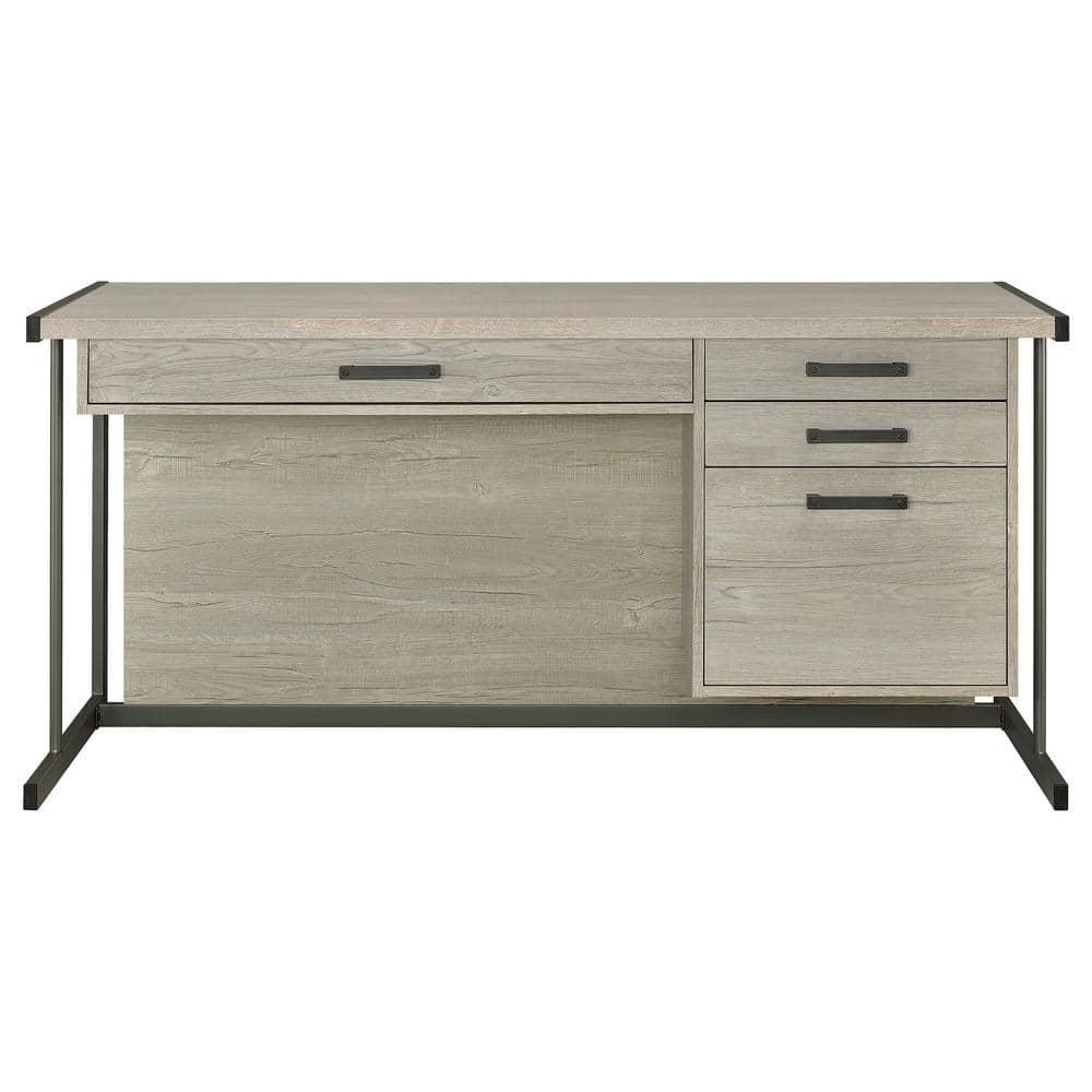 Coaster Loomis 4-drawer Modern Wood Office Desk in Whitewashed Gray