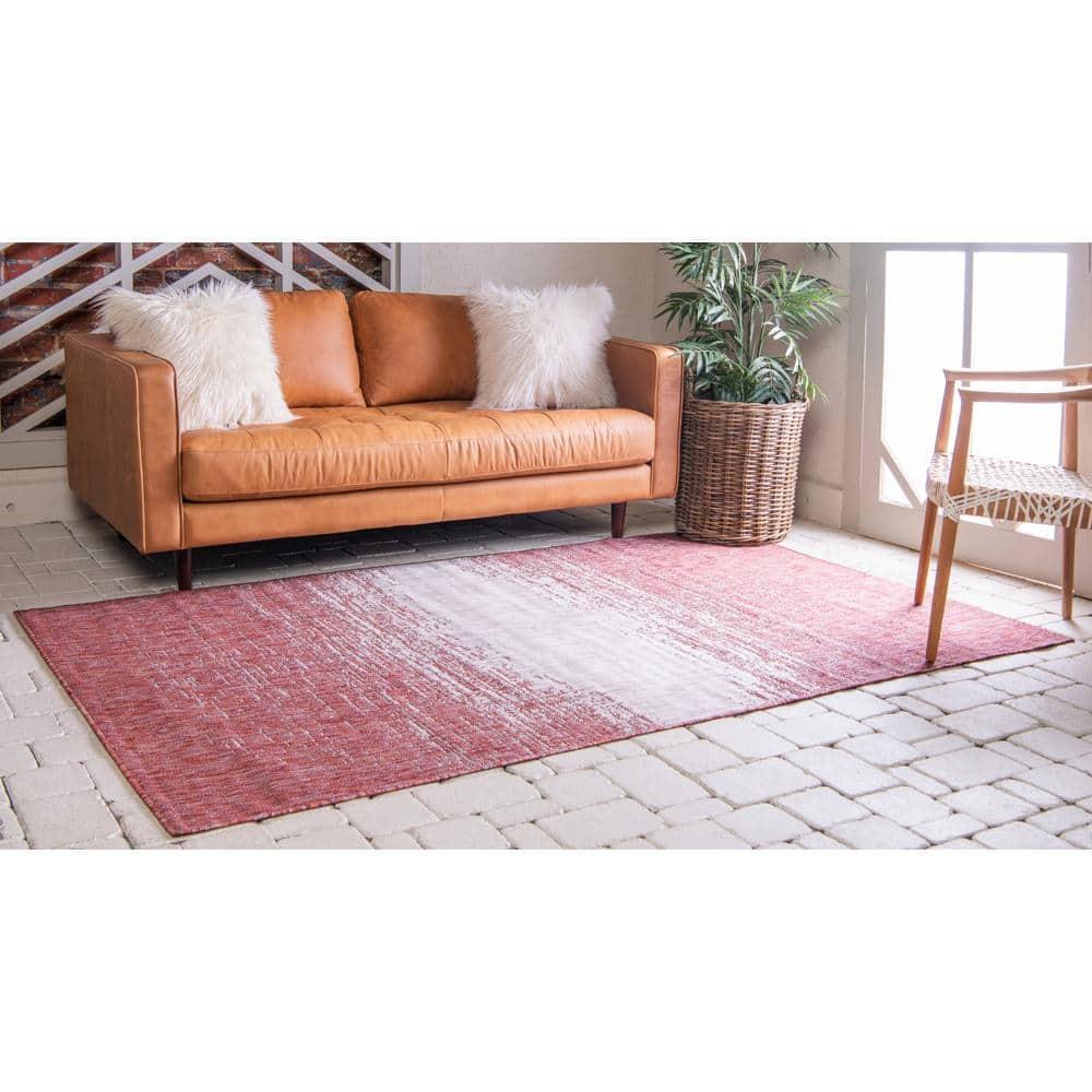 Unique Loom 7' 1 x 10' 0 Rectangle Indoor/Outdoor Modern Rust Red Area Rug