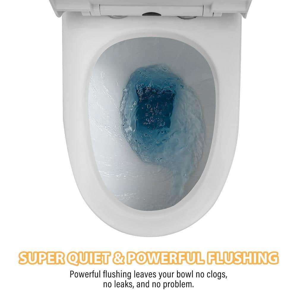 One-Piece Dual Flush 1.1/1.6 GPF Elongated Toilet Comfort Seat Height,Soft-Close Seat,Glazed Surface