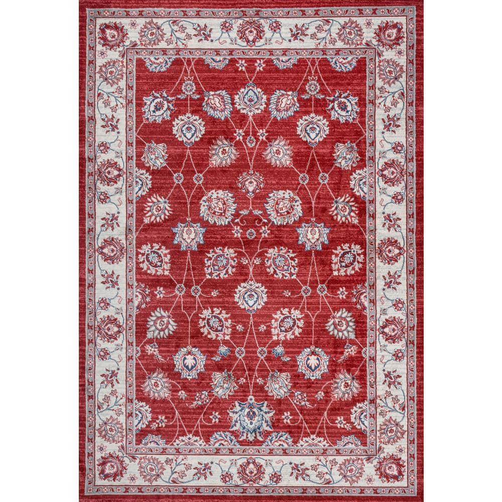 3' X 5' Modern Persian Vintage Moroccan Traditional Area Rug, Red/Ivory - JONATHAN Y