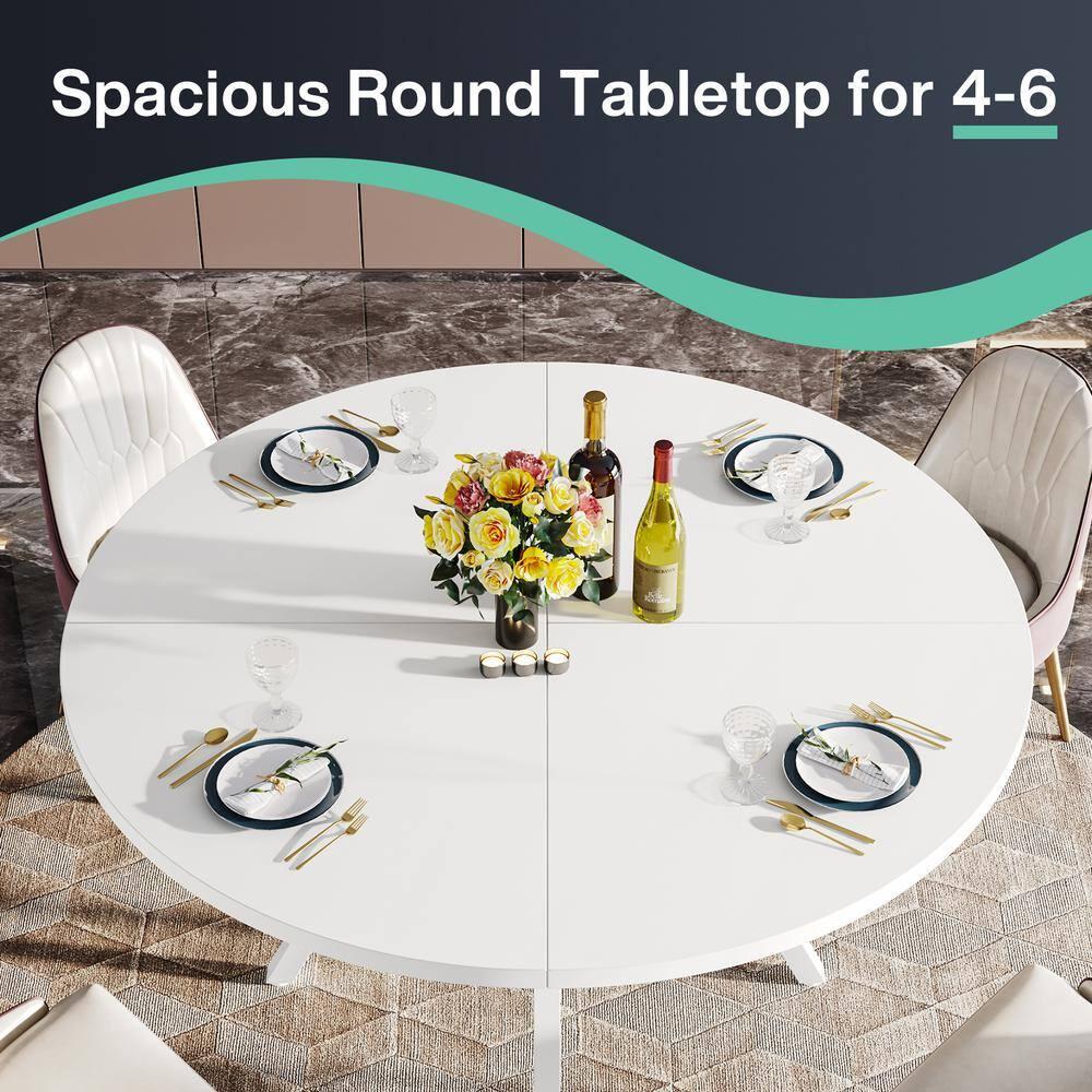 Tribesigns 47 Inch Round Dining Table, Modern Kitchen Table for 4, Small Dinner Table for Dining Room, Living Room, White (Only Table)