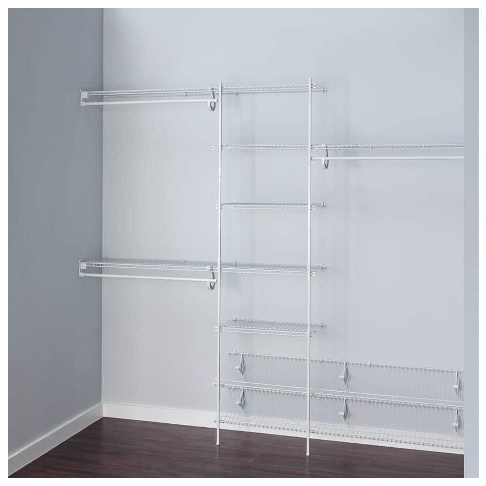 ClosetMaid 5037 5ft. to 8ft. Fixed Mount Closet Organizer Kit, White