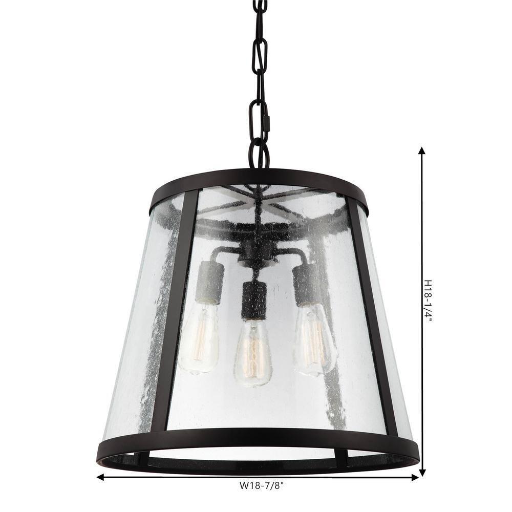 Elegant Harrow 3-Light Oil Rubbed Bronze Pendant with Clear Seeded Glass