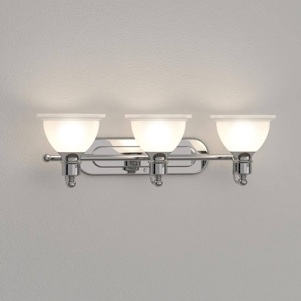 Progress Lighting Madison 3-Light Wall Bracket, Polished Chrome, White Etched Glass