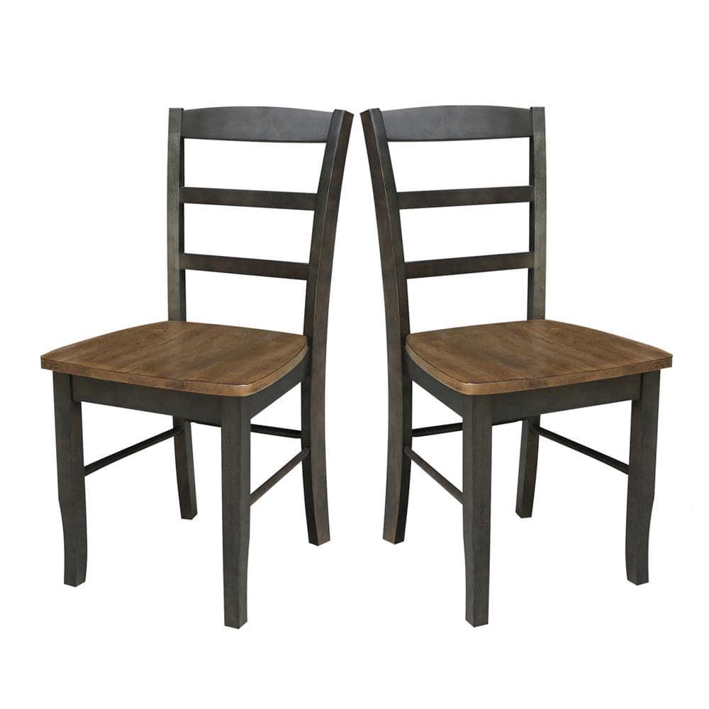 Set of 2 Madrid Ladderback Chairs Hickory/Washed Coal - International Concepts: Solid Wood, Unupholstered
