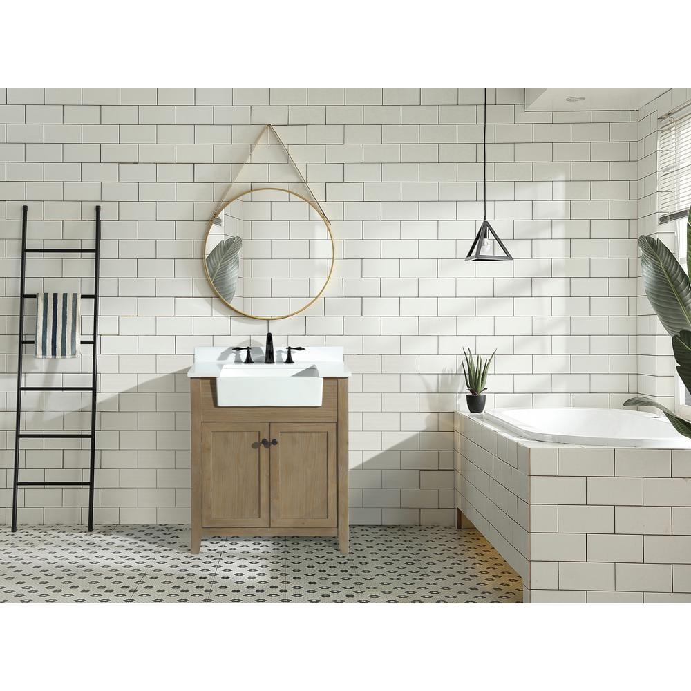 Sally 30" Bathroom Vanity Weathered Fir Finish - White Engineered Countertop