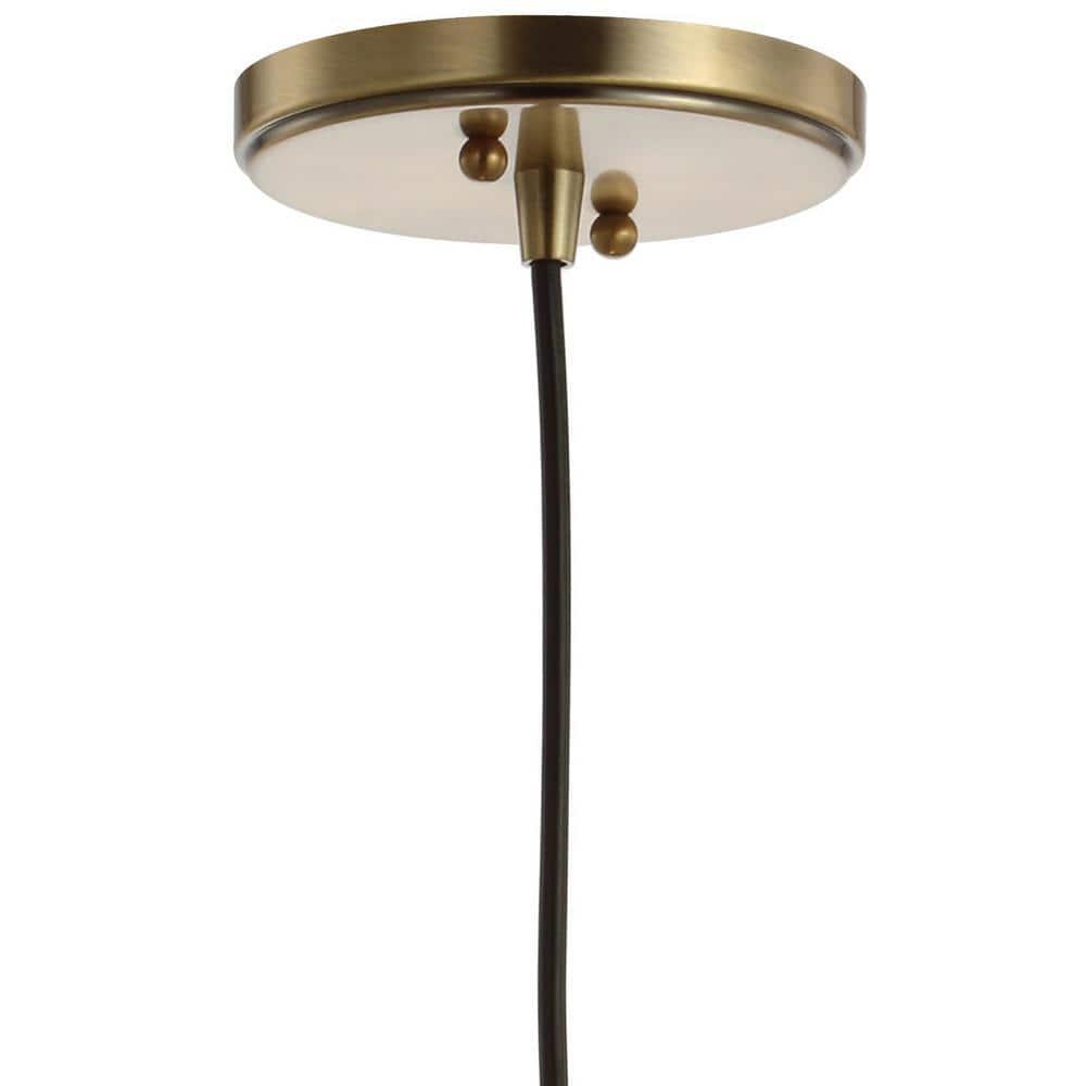Goldwater 7.5" Adjustable Drop Metal/Glass LED Pendant, Brass Gold