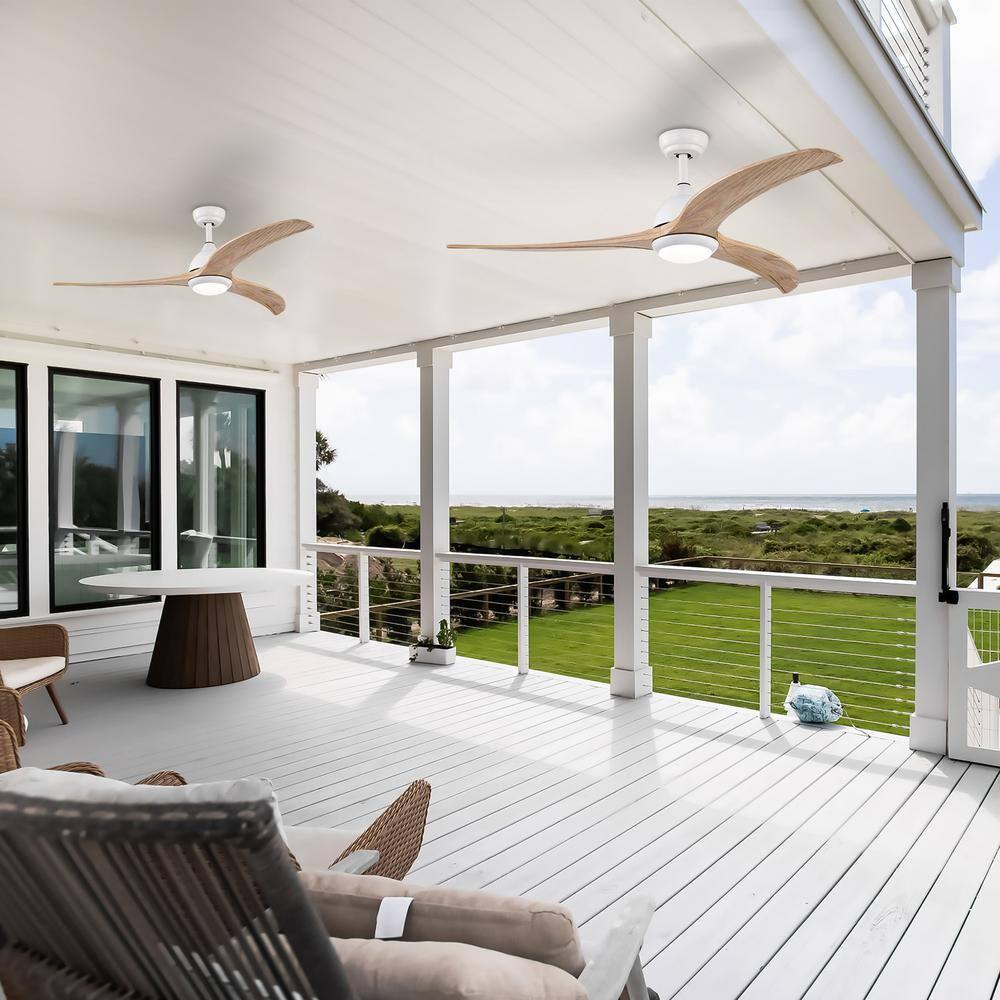 52" Ceiling Fan, Indoor Outdoor Ceiling Fan With Light with Remote Control, Noiseless Reversible Motor, 6 Speed ,3 Color ,Indoor.(Matte White)