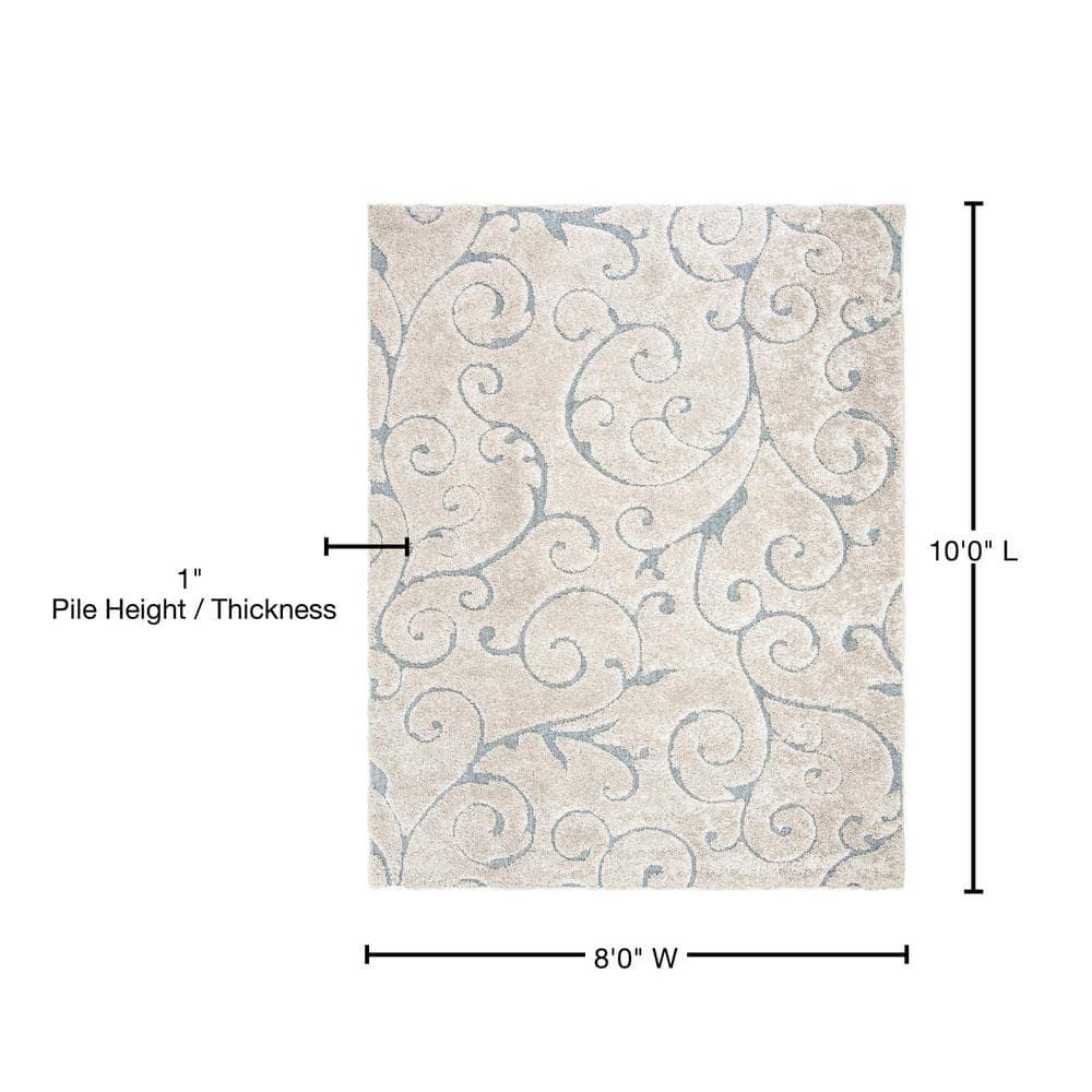 Florida Shag SG455 Power Loomed Area Rug - Beige/Blue Grey - 8'x10' - Safavieh.