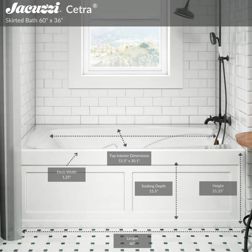 Cetra 60" x 36" Alcove Whirlpool Bathtub