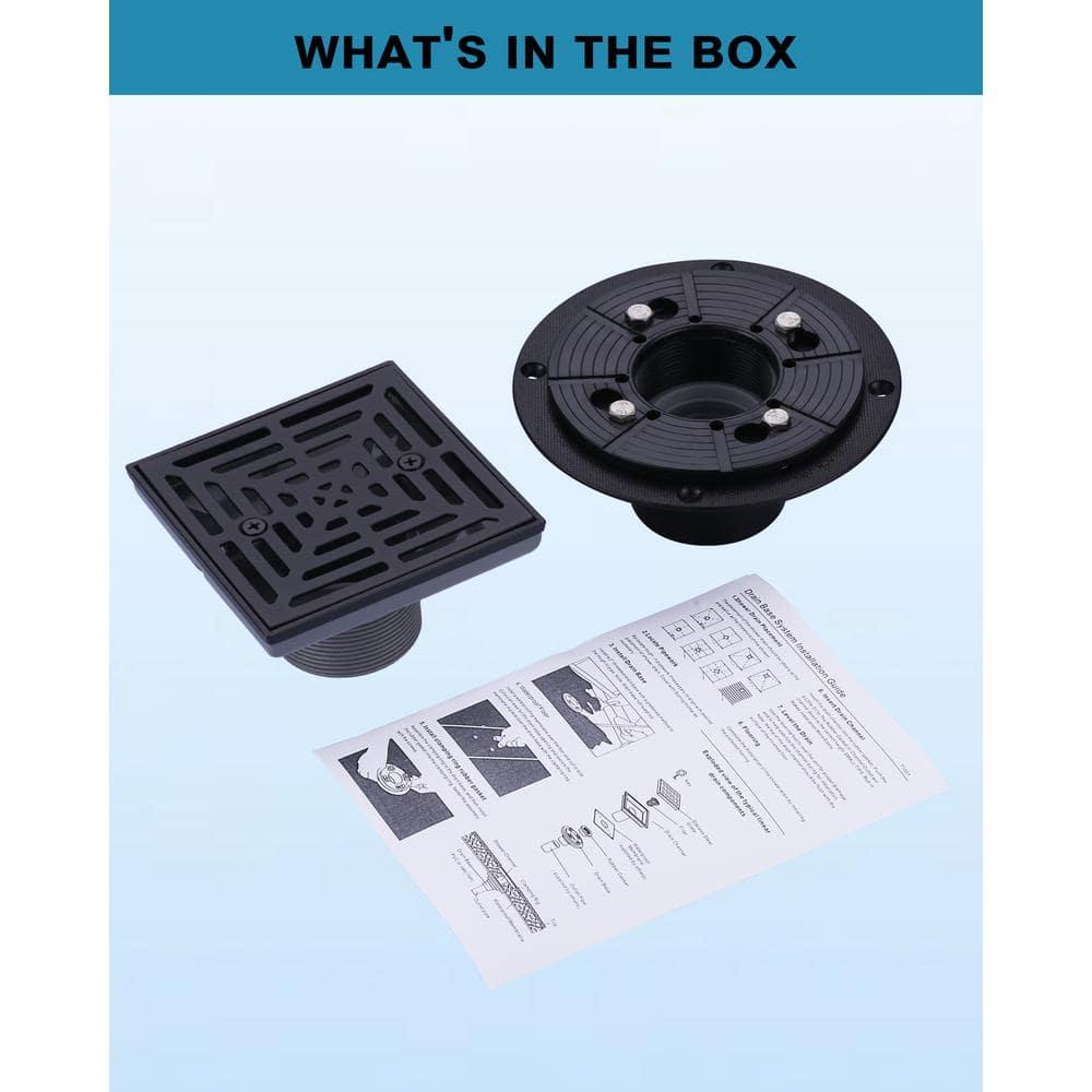 Aleasha 4.5 In. Floor Drain With Square Stainless Steel Screw-Tite Strainer AL-9L05B