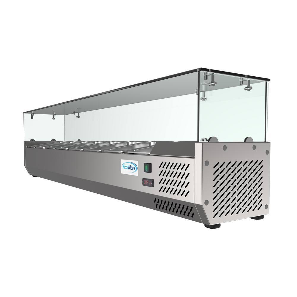 KoolMore 71 in. Eight Pan Refrigerated Countertop Condiment Prep Station