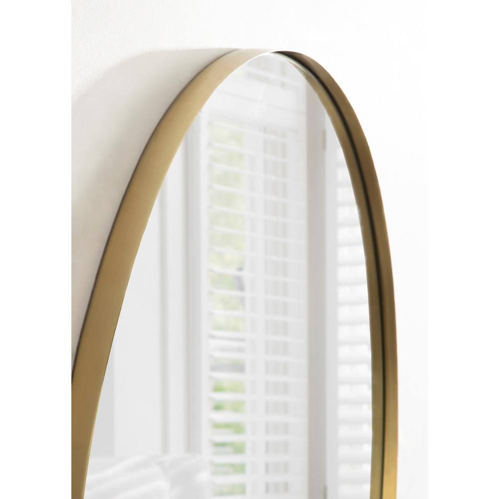 Kate and Laurel Rollo Midcentury Oval Metal Framed Mirror, 20 x 30, Gold, Decorative Modern Mirror Decor for Wall