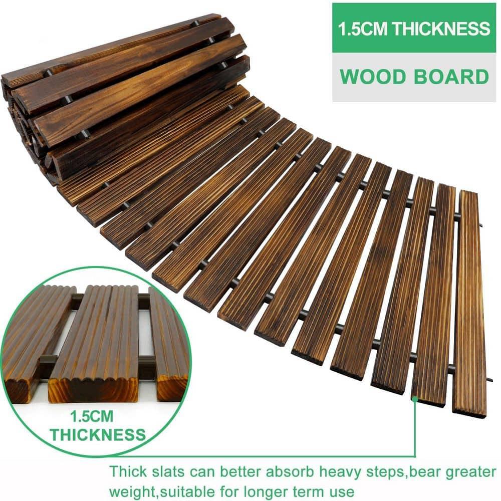 RELIANCER 6' Wooden Garden Pathway,Outdoor Roll Out Cedar Curved Walkway,Patio Path Decorative Garden Boardwalk Walkways,Weather-Resistant Roll Up Beach Wood Road Floor,Wedding Party Pathways