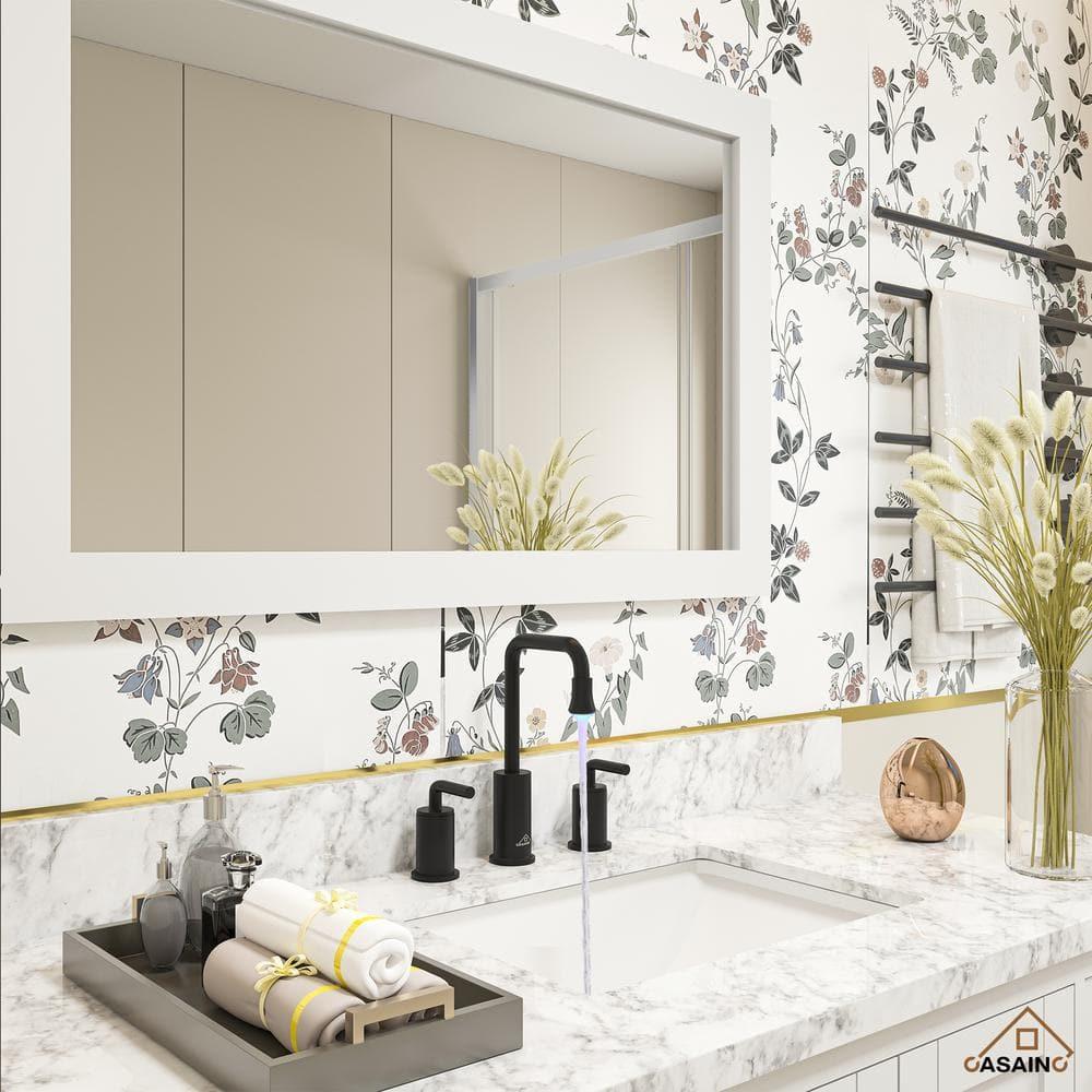CASAINC KCLT0036MB Willow 2-handle Black Bathroom Sink Faucet with LED Temperature Color
