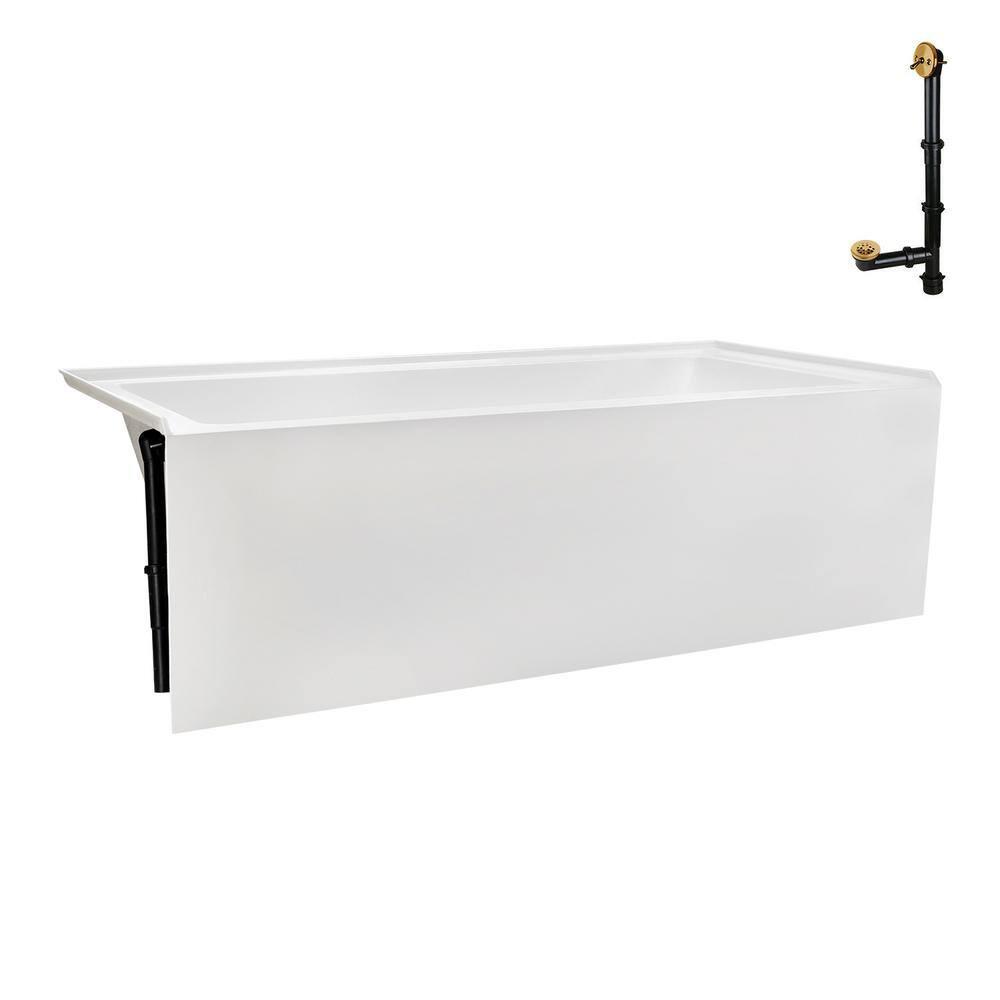 Streamline Bath Streamline 60 in. x 32 in. Acrylic Left-Hand Drain Alcove Bathtub in Glossy White With External Drain NAL-5560-BGL