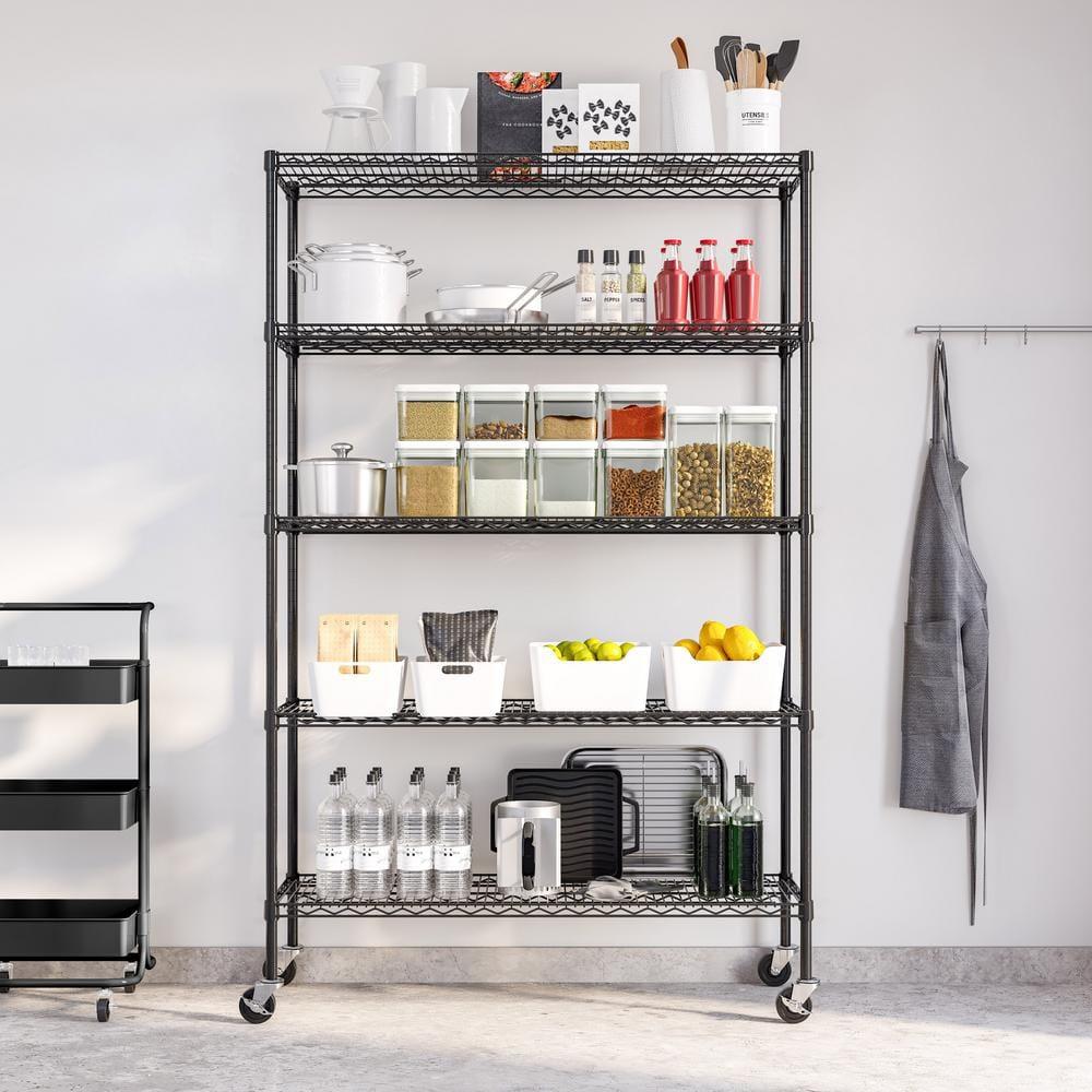 UltraDurable 48'' W x 18" D 5-Tier NSF-Certified Steel Shelving with Wheels