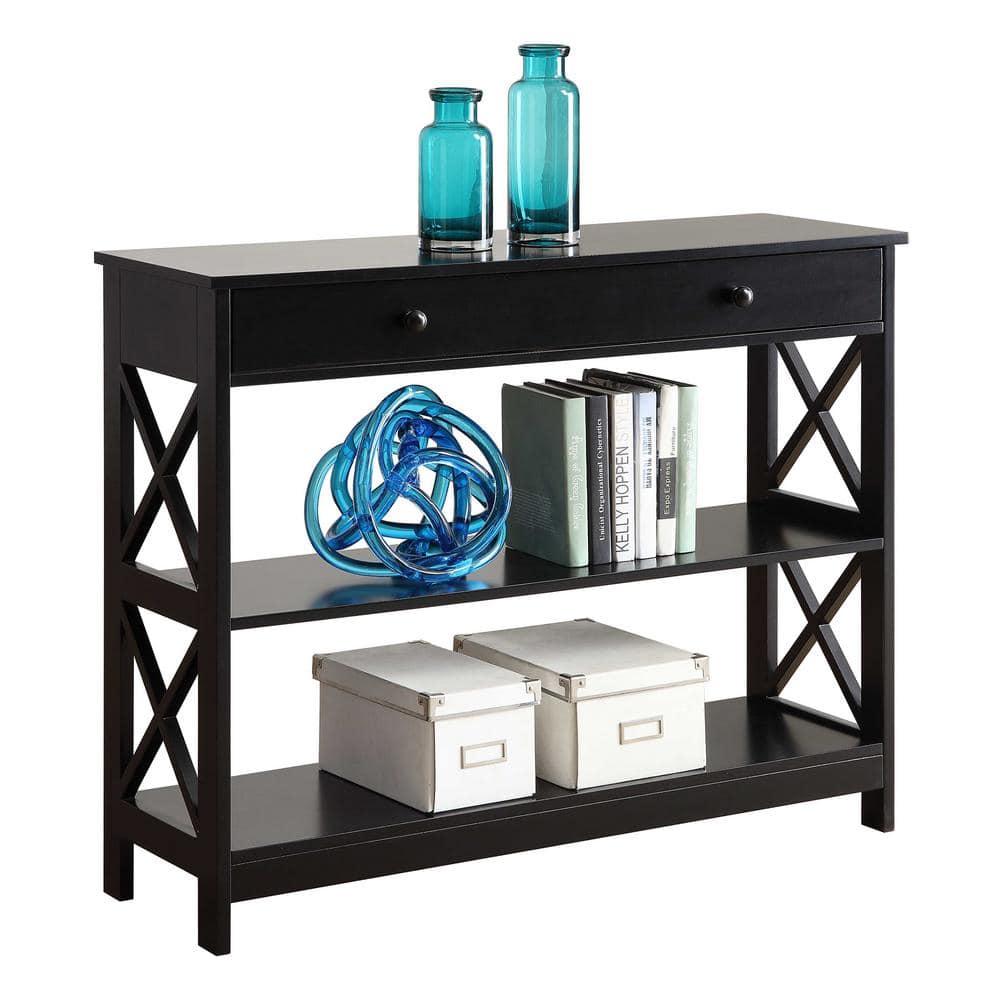 Convenience Concepts Oxford 1-Drawer Console Table, Black Wood finish