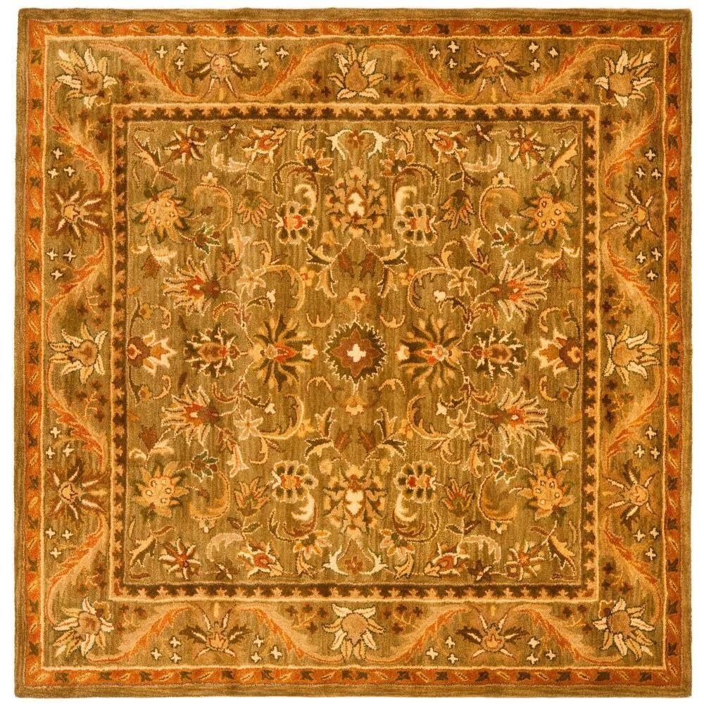 Antiquity AT52 Hand Tufted Indoor Area Rug - Olive/Gold - 8'x8' - Safavieh