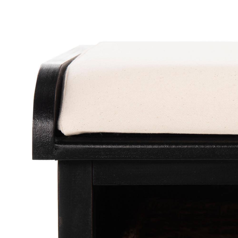Lonan  Wicker Storage Bench - Black - Safavieh