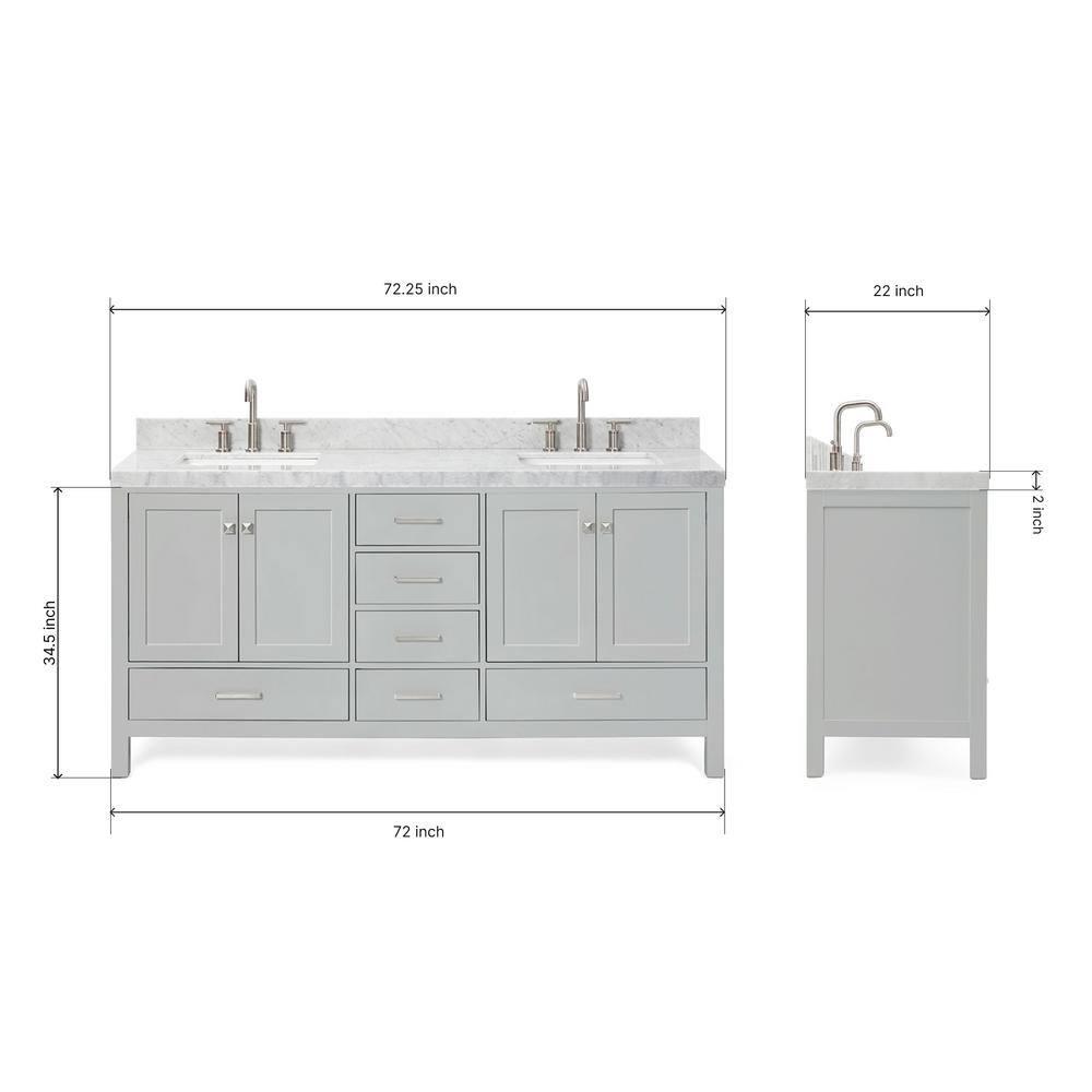 Cambridge Double Bathroom Vanity with Carrara Marble Top