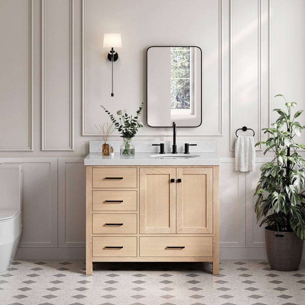 Ariel Bath Cambridge Single Bathroom Vanity with Carrara Marble Top