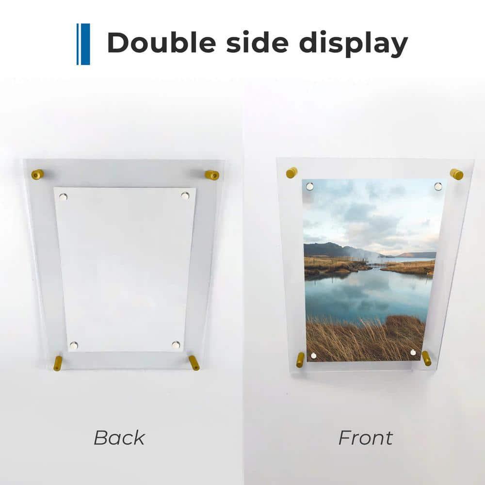 Acrylic Floating Frame 27x39, for Photo up to 24x36 inches - Gold Wall mount standoffs with Magnets