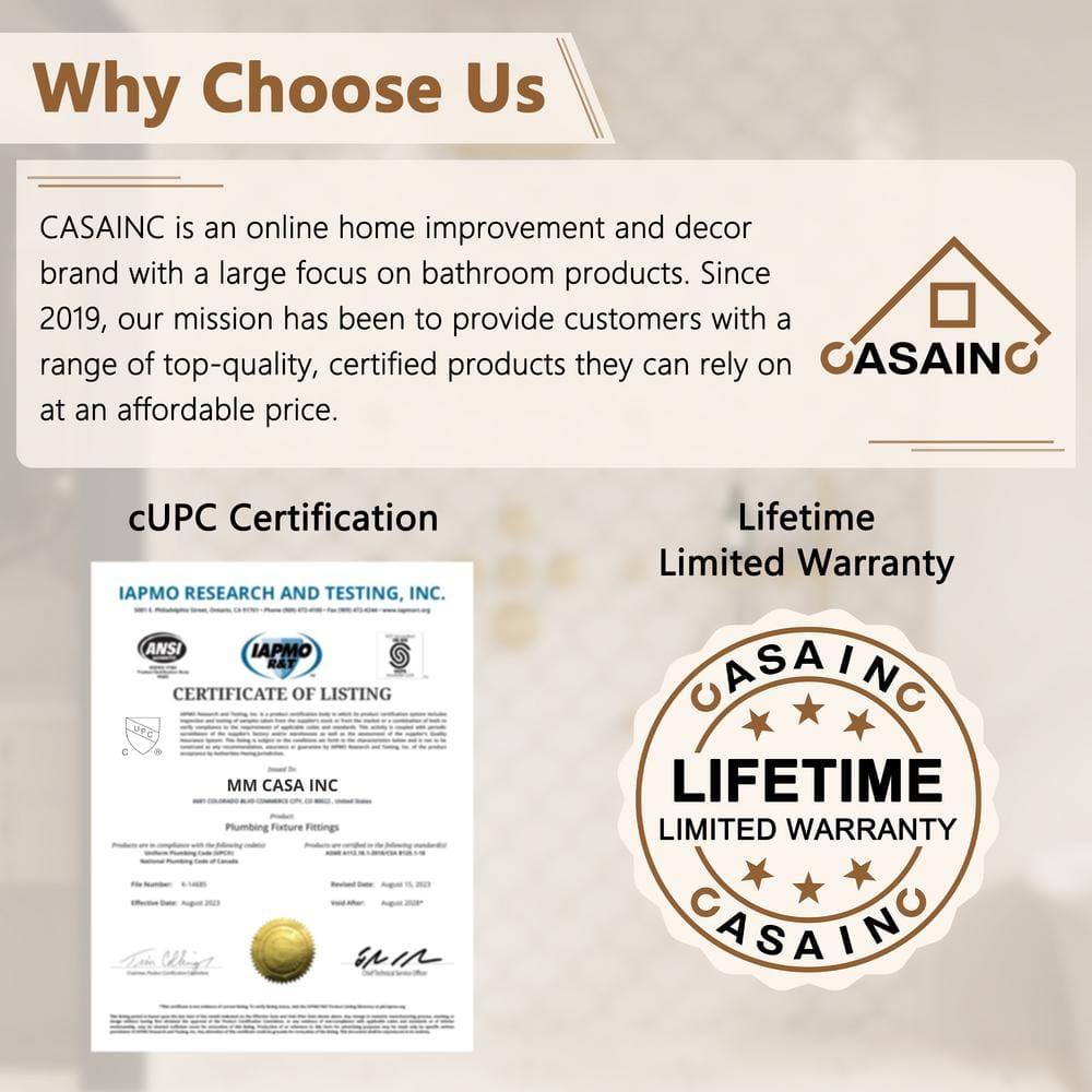 CASAINC Single Handle Thermostatic 4-function Shower Faucet Dual Showerhead