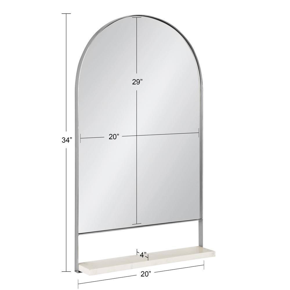 20"x34" Chadwin Arch Wall Mirror with Shelf Silver - Kate & Laurel All Things Decor: Modern Luxury, Handcrafted, Iron Frame