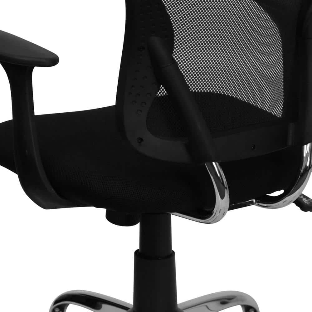 Flash Furniture Mid-Back Black Mesh Swivel Task Office Chair with Chrome Base and Arms