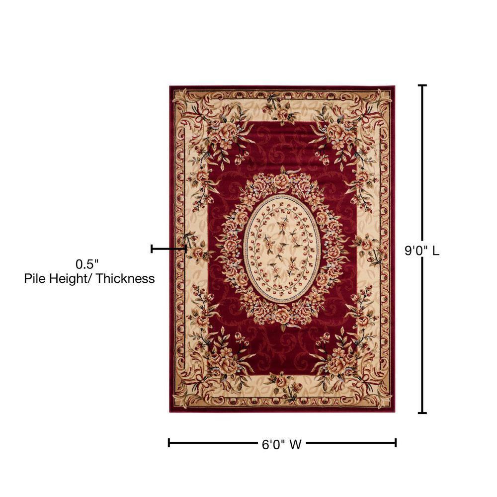 Lyndhurst LNH328 Power Loomed Area Rug - Red/Ivory - 6'x9' - Safavieh